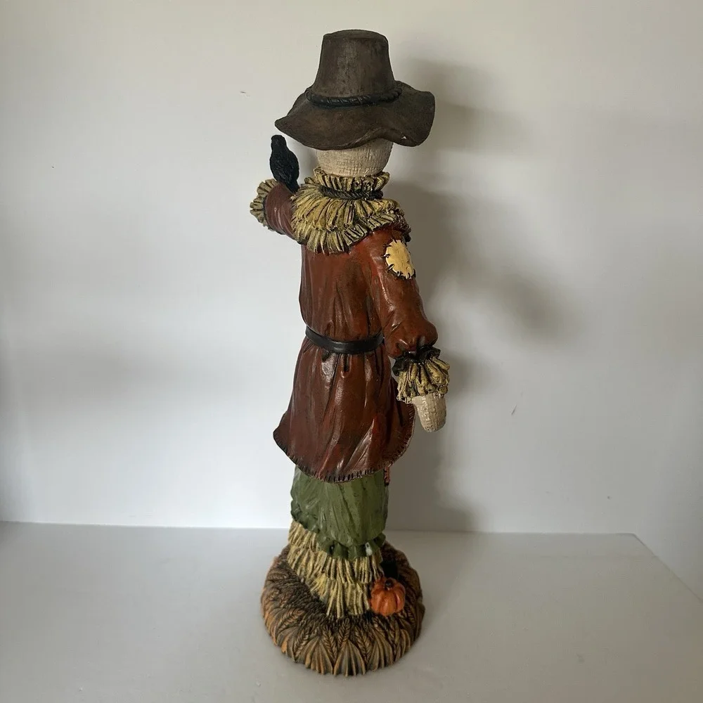 Neck of the Woods Scarecrow Statue Crow Pumpkin Fall Harvest Halloween Decor 17